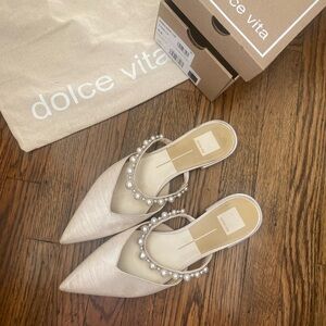 Dolce Vita White Flats with Studded Strap